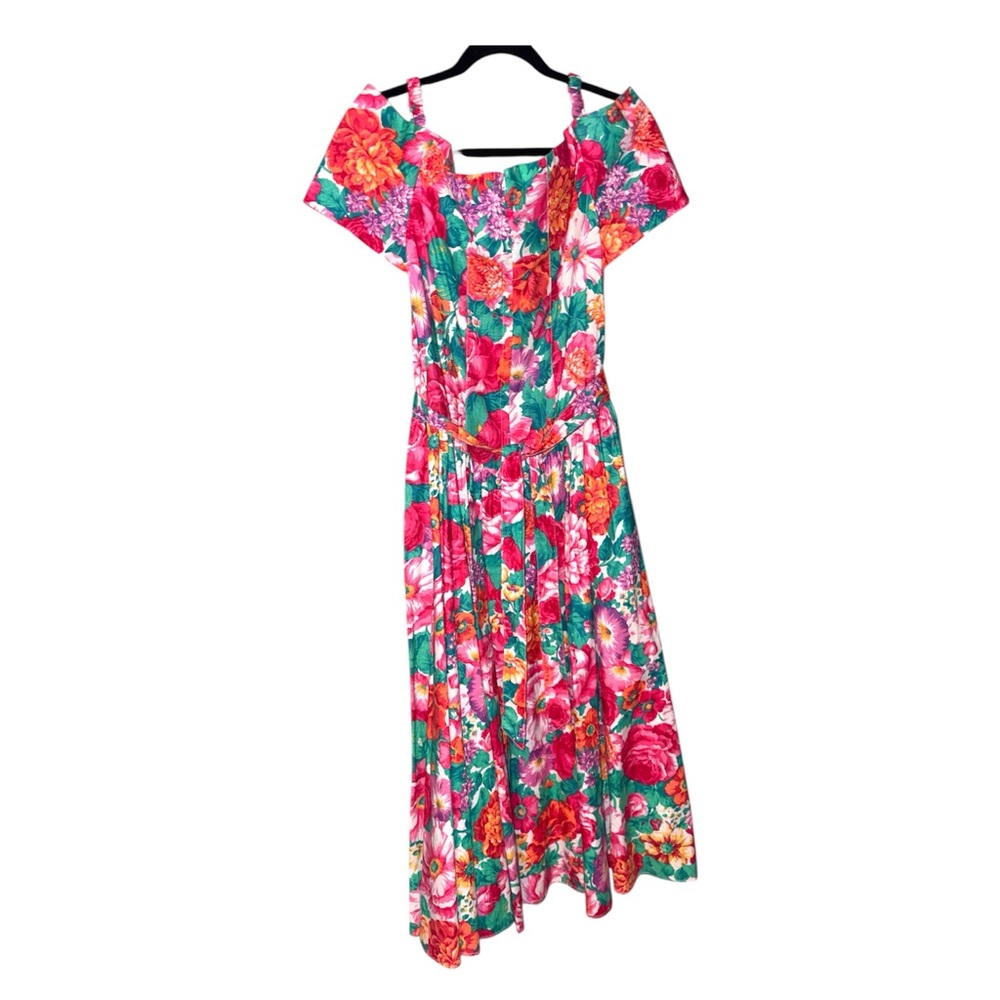 VINTAGE Floral Fit & Flare Off Shoulder Party Dress - Picture 4 of 5